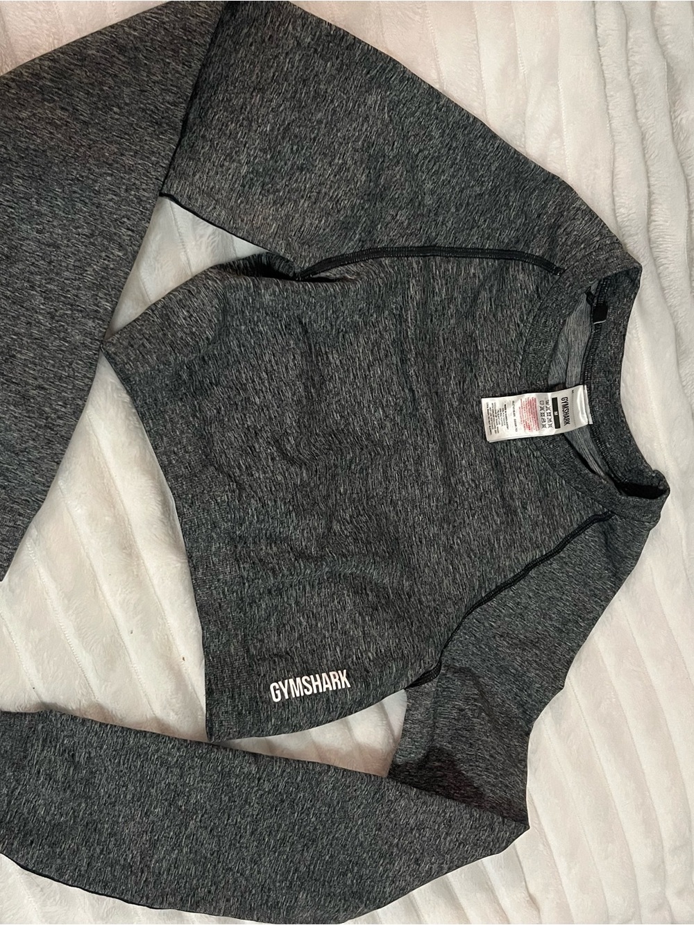 Gymshark Heathered Charcoal Crew Neck Long Sleeve-Size M